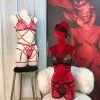 Sexy Embroidered Gold Triangle Cup Bra & Panty Set with Hollow Straps