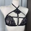 Black Lace Halterneck Light Support Bra & High Waist Panty Set for Women