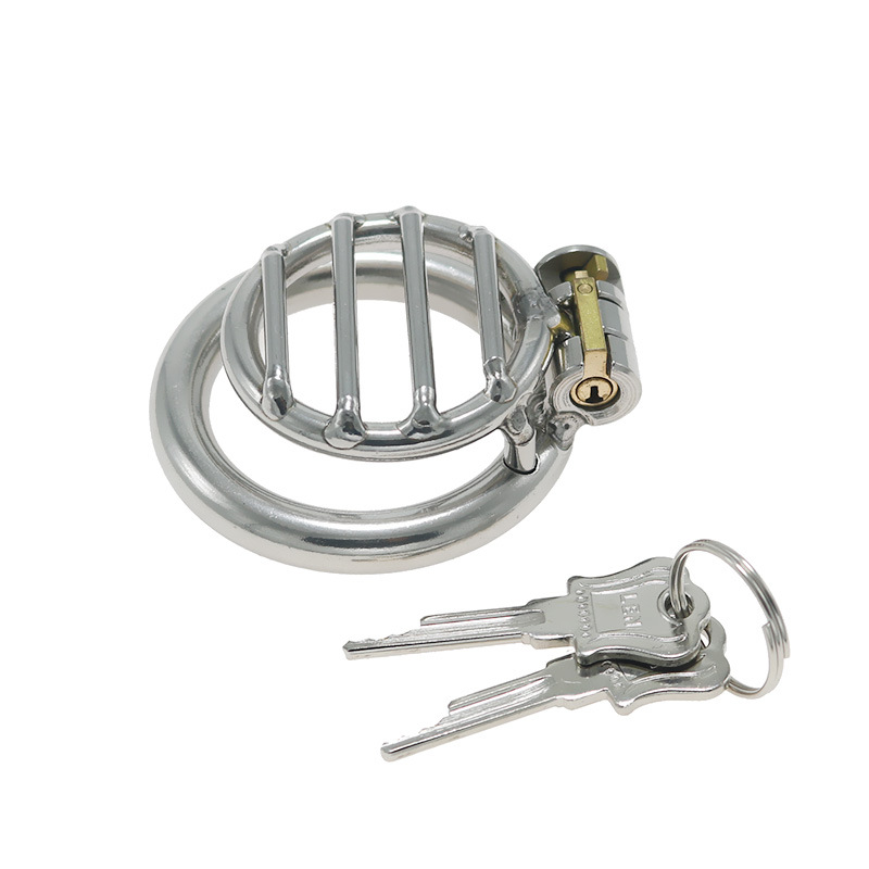 Stainless steel hollow flat short breathable chastity lock - Image 2