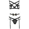 Black Eyelash Lace Bra & Panty Set - Thin Cup, Steel Ring, Low Waist Sexy Lingerie