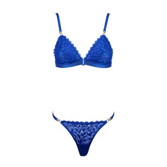 Gold Chain Halter Lace Bralette Thong Set