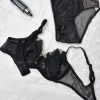 Fj Laser Floral Embroidery Memory Steel Ring Bra & Low Waist Briefs Set - Women's Quality Intimates
