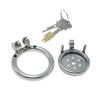 Stainless Steel Flat Chastity Lock Cage with Ring - Men's Secure Device