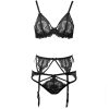 Valentine's Day Mesh Lingerie Set with Garter Belt & Open-Crotch Pants - Romantic Gift Box