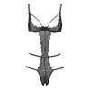 Sexy Embroidered Mesh Garter Set with Rhinestones & Open Crotch