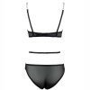 perspective sexy seamless Internet celebrity ins metal chain steel ring bra mid-high waist mesh briefs