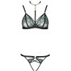 Sexy Embroidered Mesh Garter Set with Rhinestones & Open Crotch