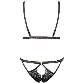 Sexy Black Lace Cross Strap Low Waist Women’s Underwear Set