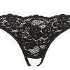 Black Lace Hollow-out Bra & Open Crotch Panty Set - Sexy Lingerie Sling Underwear for Women