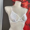 White Lace Cut Out Underwire Bra & Garter Panty Set - Blue