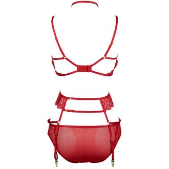 Valentine’s Day Red Lace Steel Ring Garter Belt & Briefs Set