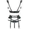 Women's French Style Black Embroidered Lace 1/4 Cup Lingerie with Openable Design