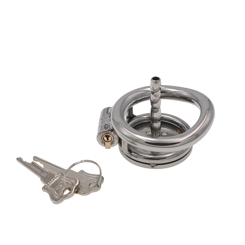 Stainless Steel Mini Chastity Cage for Men - Flat Head Short Lock for Discreet Wear - Image 5