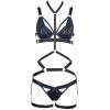 Rhinestone Halter Rose Embroidered Bralette & Thong Set