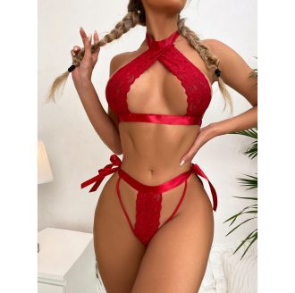 Women’s Lace Strap Hollow Sexy Lingerie Set