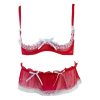 Small Chest AA Cup Sexy Underwear Open Set Chest Set Women's Sexy Lace Embroidered Daisy Hollow