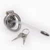 Stainless Steel Flat Short Chastity Device with Flexible Tube for Men