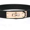 Genuine Leather Choker Necklace with Lock Buckle - Flirty Adult Neck Collar