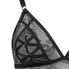 Black Lace See-Through Jumpsuit Pajamas with Open Crotch and Temptation Straps for Women
