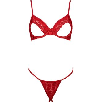 Valentine’s Day Gift Sexy Underwire Open-Chest Heart Lace Crotchless Thong Set Erotic