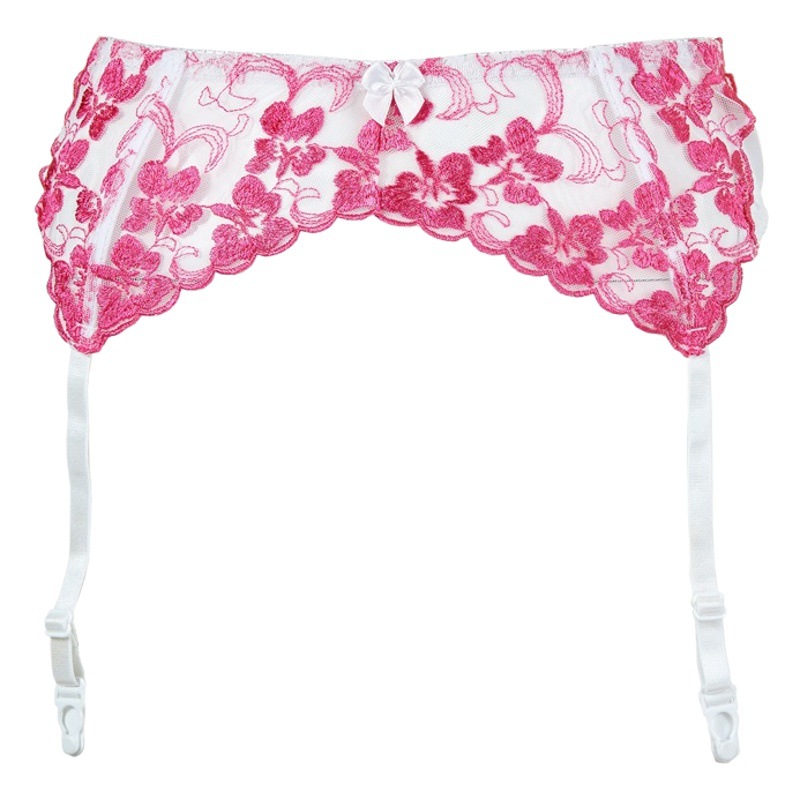 Fun Exposure Embroidered Push-Up Bra Set with Steel Rings & Open Thong