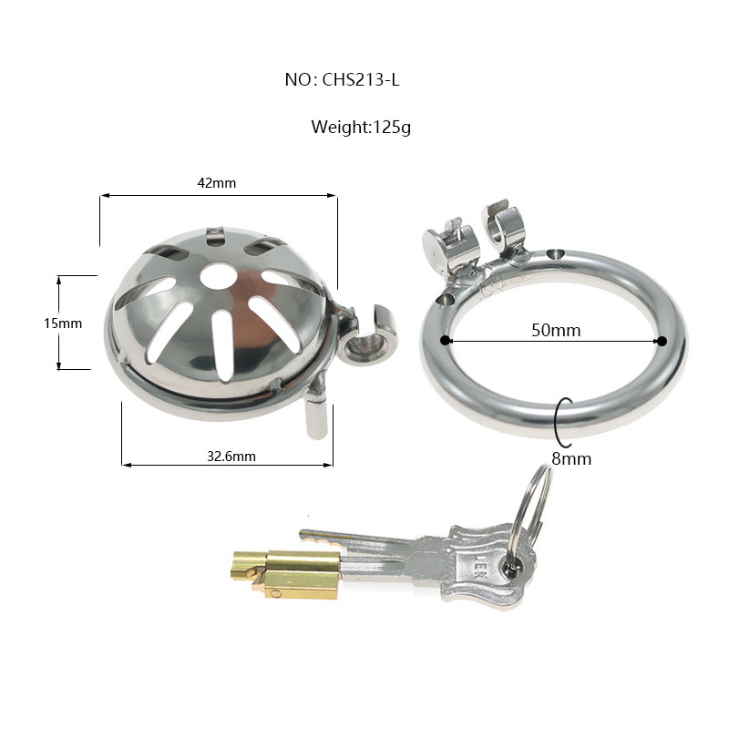 Stainless Steel CB Lock Pot Lid Chastity Cage - Small Size Hollow-out Design for Men - Image 8