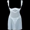 Steel Support Dew Lace Mesh Nightdress - Sexy Black & White Women's Pajamas
