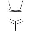 Black Eyelash Lace One-Piece Lingerie with Open Crotch and Steel Ring