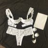 pure white lace sponge steel support Dew bra mid-waist free underwear women's sexy lingerie suit