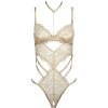 French Lace Gilded Jumpsuit Lingerie for Women - Steel Ring Gathered Perspective Hollow Out Sexy Bodysuit