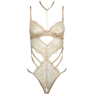 French Lace Gilded Jumpsuit Lingerie for Women – Steel Ring Gathered Perspective Hollow Out Sexy Bodysuit