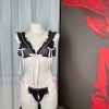 Sexy Bowknot Hollow Out Lingerie Set for Large Bust Women - Sheer Mesh Ruffled Babydoll