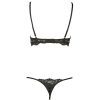 Black Lace Hollow-out Bra & Open Crotch Panty Set - Sexy Lingerie Sling Underwear for Women