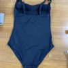 Women's Black Ruched Padded One-Piece Swimsuit - High Support Wide Straps