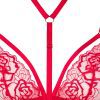 Rhinestone Halter Rose Embroidered Bralette & Thong Set