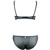 Black Embroidered Steel Ring Thin Cup Cotton Bra & Low Waist Briefs Set