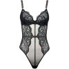 Women's Black Diamond Mesh Lace Open Crotch T-Pants with Steel Ring Set