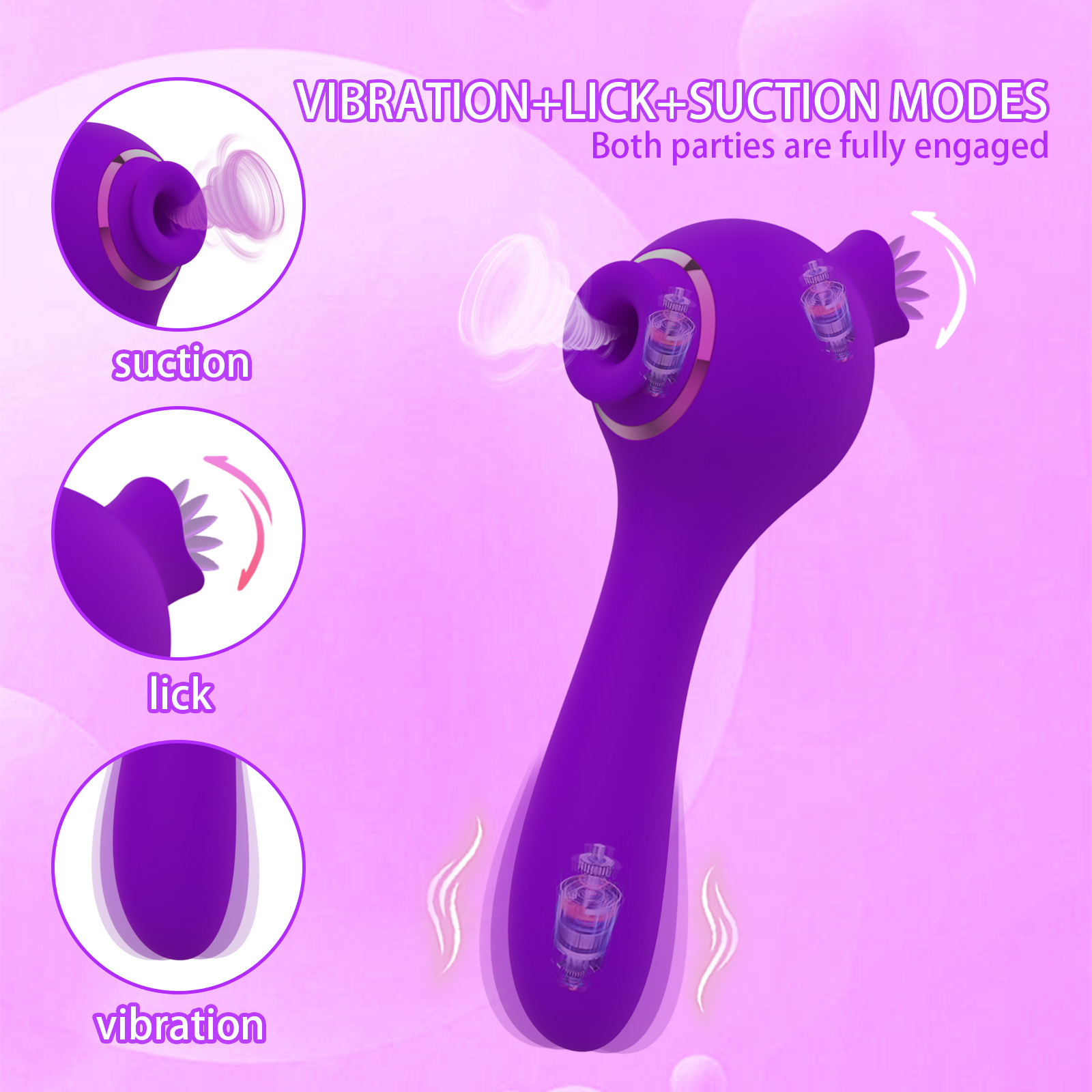 Sucking tongue licking vibrator three-in-one massage stick women's masturbation device fun sex product