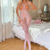 Sexy Jacquard Mesh Bodysuit with Open Neck - Women's Lingerie