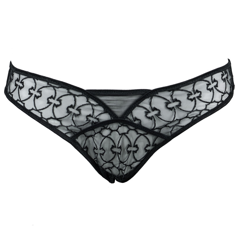 Black Embroidered Steel Ring Thin Cup Cotton Bra & Low Waist Briefs Set - Image 7