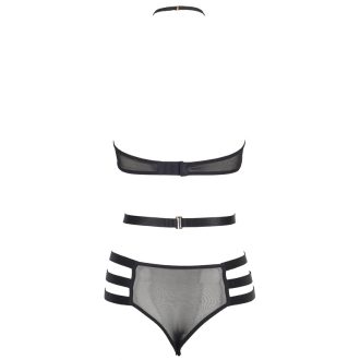 Black Steel Ring Lace Harness Lingerie Set