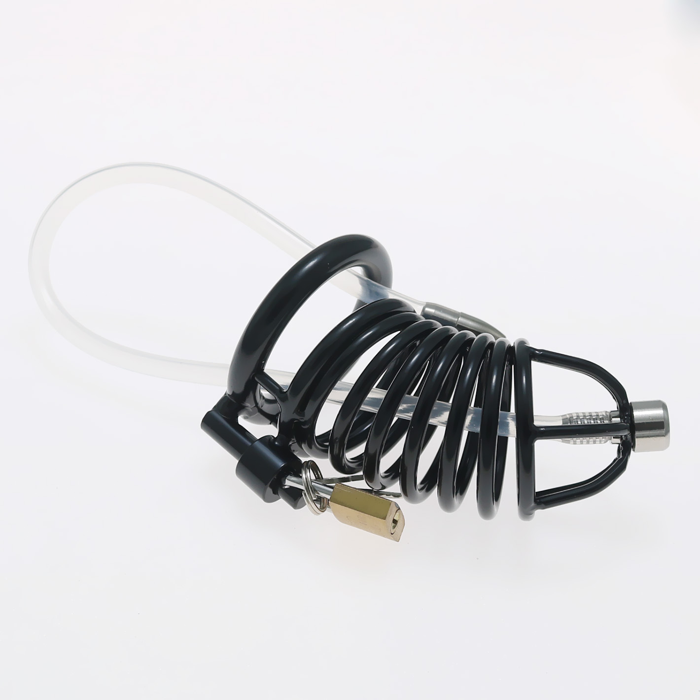 Ultra-Long Snake Chastity Lock for Men - Black/Silver Two-Tone Discreet Wear - Image 3