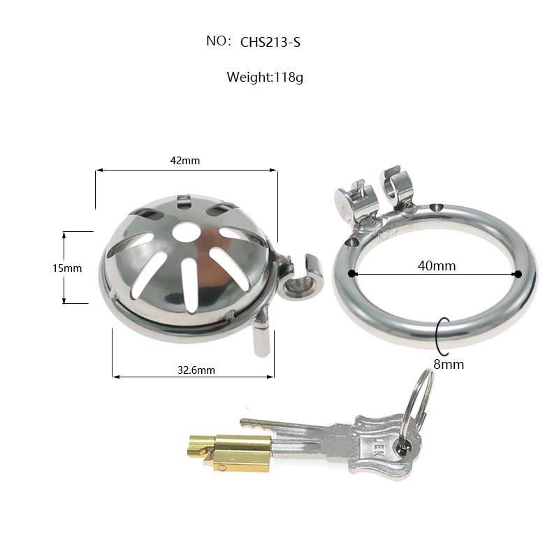 Stainless Steel CB Lock Pot Lid Chastity Cage - Small Size Hollow-out Design for Men - Image 6