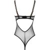 Black Steel Ring Lace Mesh Splicing Light Push-Up Jumpsuit with Cotton Crotch