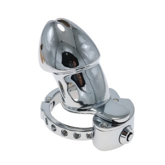 Adjustable Metal Penis Cage Chastity Lock with Integrated Snap Ring for Men