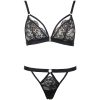 Ultra-Thin Gold Silk Lace Triangle Bra & Low-Waist T-Pants Set