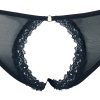 Women's Lace Trim Mesh Low-Rise Exfoliation Bra & Open Hip Panty Set