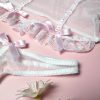 Pink Lace Mesh Perspective Bow Bra