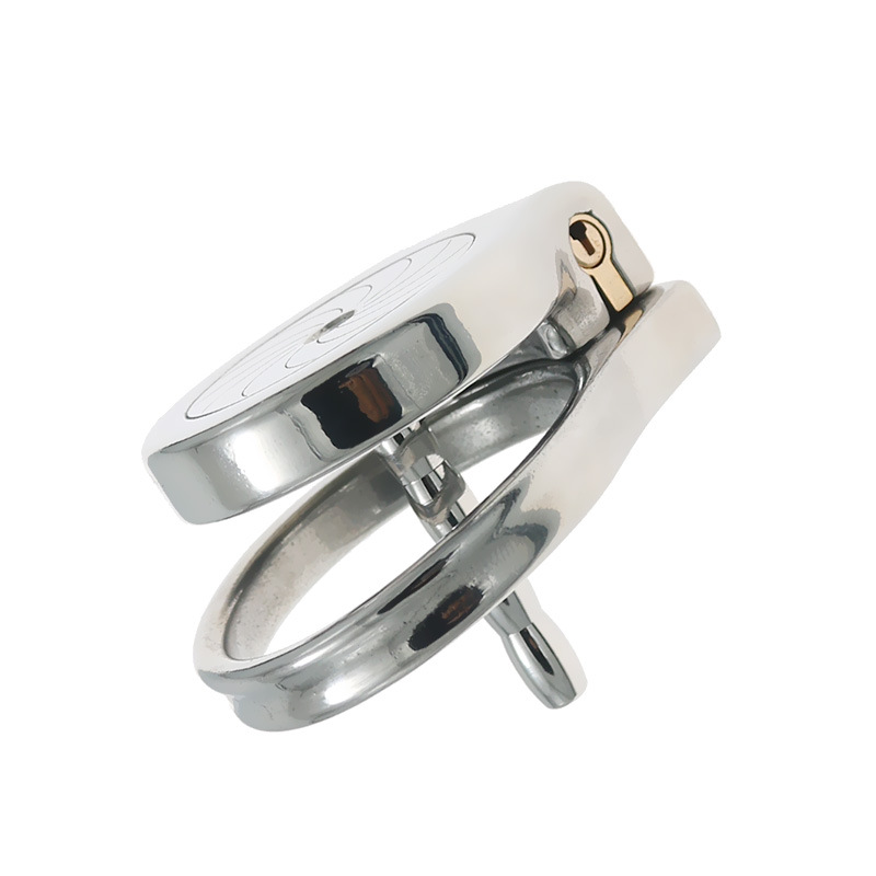 Beautiful stainless steel thickened flat chastity lock men go out to wear chastity sex tool lock bird with hollow tube - Image 4