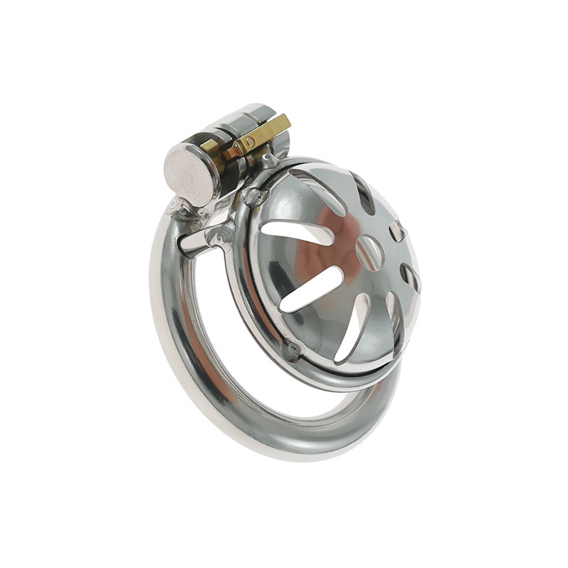 Stainless Steel CB Lock Pot Lid Chastity Cage - Small Size Hollow-out Design for Men - Image 5
